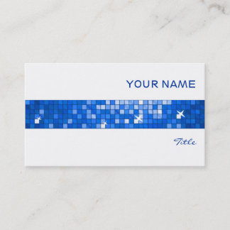 Disco Tiles Dark Blue tile stripe white Business Card