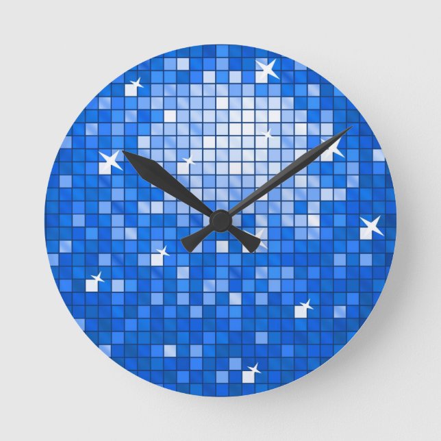 Disco Tiles Dark Blue wall clock (Front)