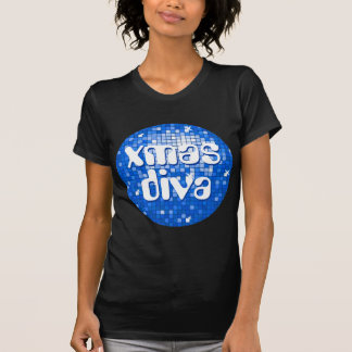 Disco Tiles Dark Blue 'xmas diva' petite black T-Shirt