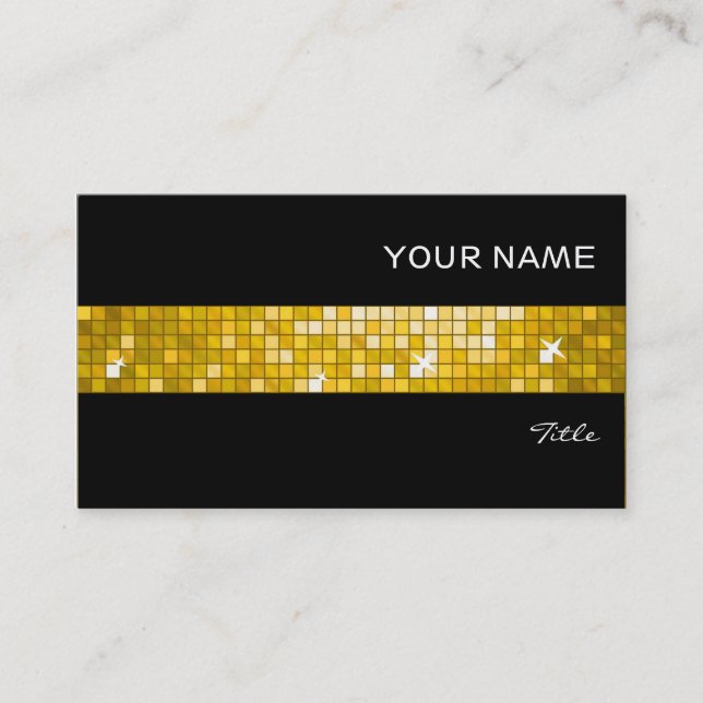 Disco Tiles "Gold" business card tile stripe black (Front)
