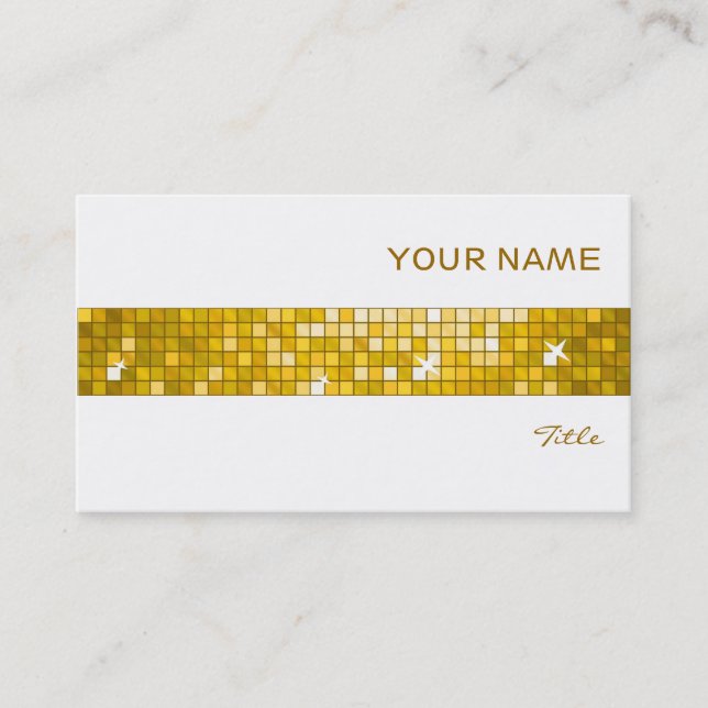 Disco Tiles "Gold" business card tile stripe white (Front)