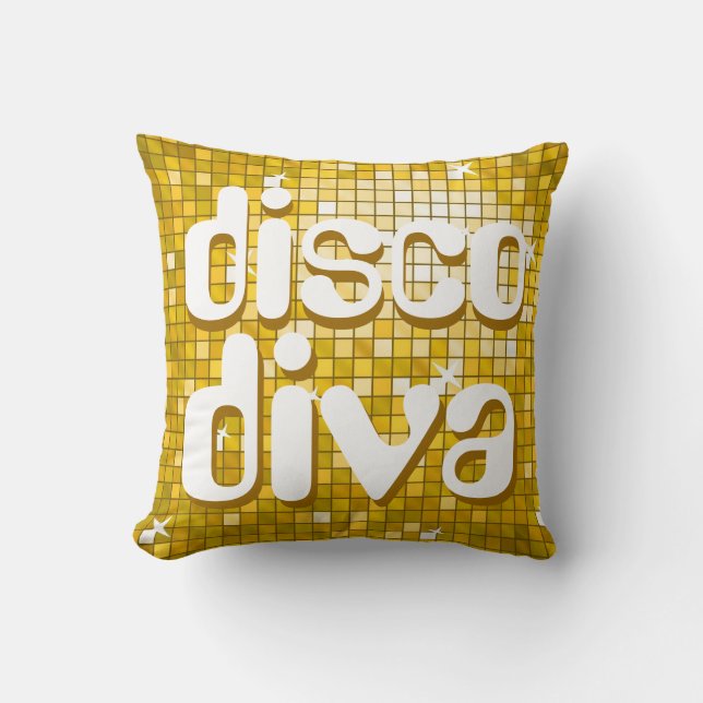Disco Tiles "Gold" 'disco diva' throw pillow (Front)