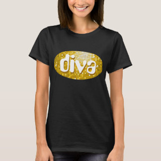 Disco Tiles "Gold" 'diva' t-shirt black