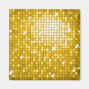 Disco Tiles "Gold" fridge magnet square