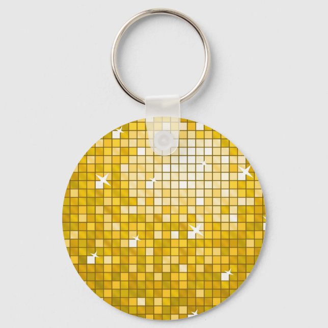 Disco Tiles "Gold" keychain round (Front)