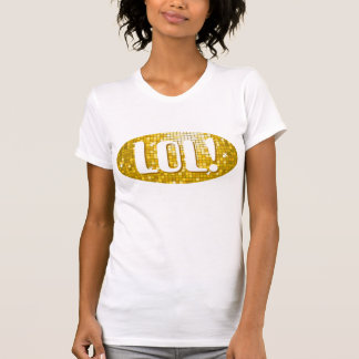 Disco Tiles "Gold" 'LOL!' ladies petite white T-Shirt