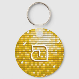 Disco Tiles "Gold" 'monogram' keychain round
