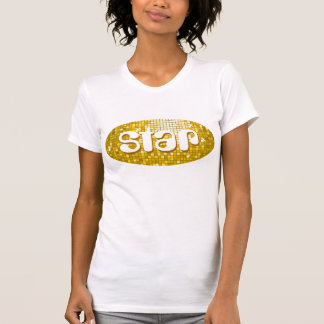 Disco Tiles "Gold" 'star' ladies petite white T-Shirt