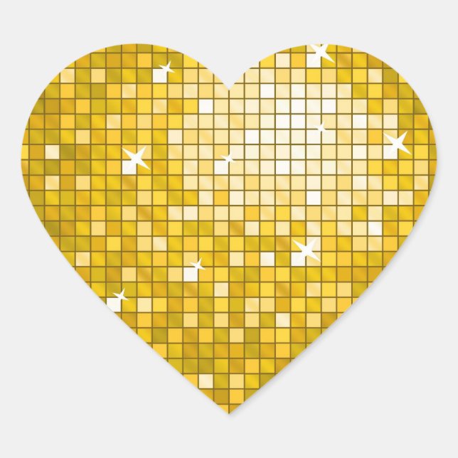 Disco Tiles "Gold" sticker heart (Front)