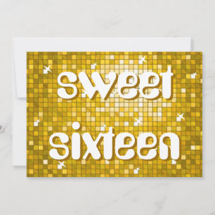 Disco Tiles "Gold" 'sweet sixteen' amelia text Invitation