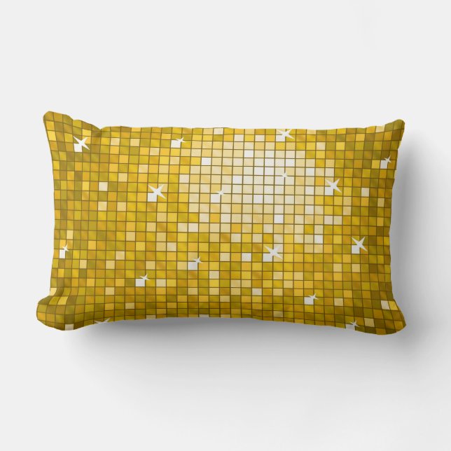 Disco Tiles Gold throw pillow (Front)