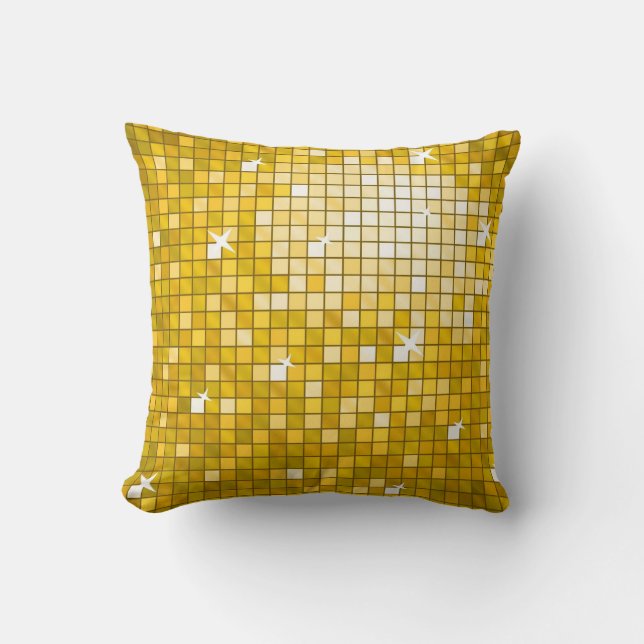 Disco Tiles Gold throw pillow square (Front)