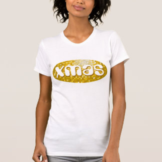 Disco Tiles "Gold" 'xmas' ladies petite white T-Shirt