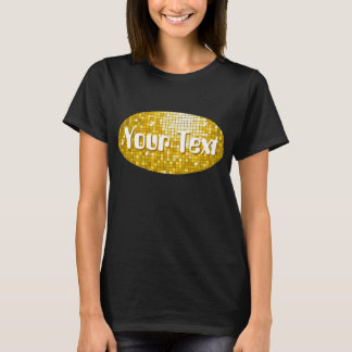 Disco Tiles "Gold" Your Text oval t-shirt black