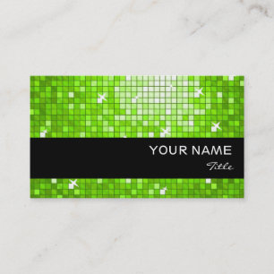 Disco Tiles Green business card black stripe