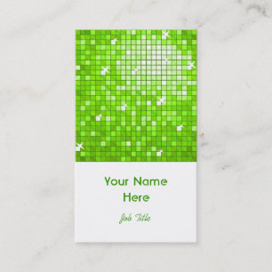 Disco Tiles Green business card white portrait