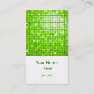 Disco Tiles Green business card white portrait