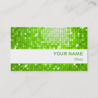 Disco Tiles Green business card white stripe