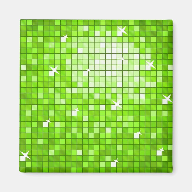 Disco Tiles Green fridge magnet square (Front)