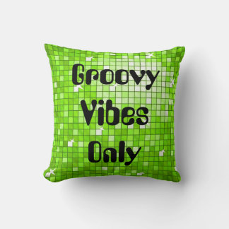 Disco Tiles Green Groovy throw pillow square