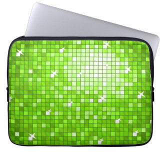 Disco Tiles Green laptop sleeve 13 inch