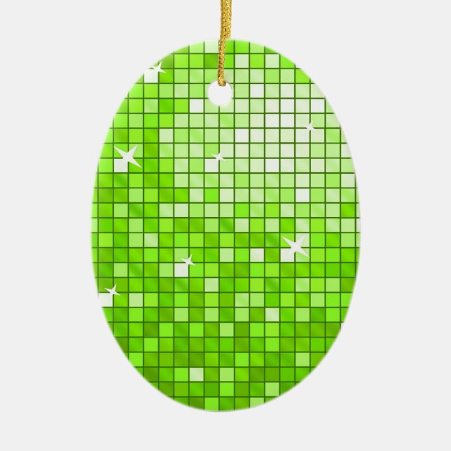 Disco Tiles Green ornament oval (Front)