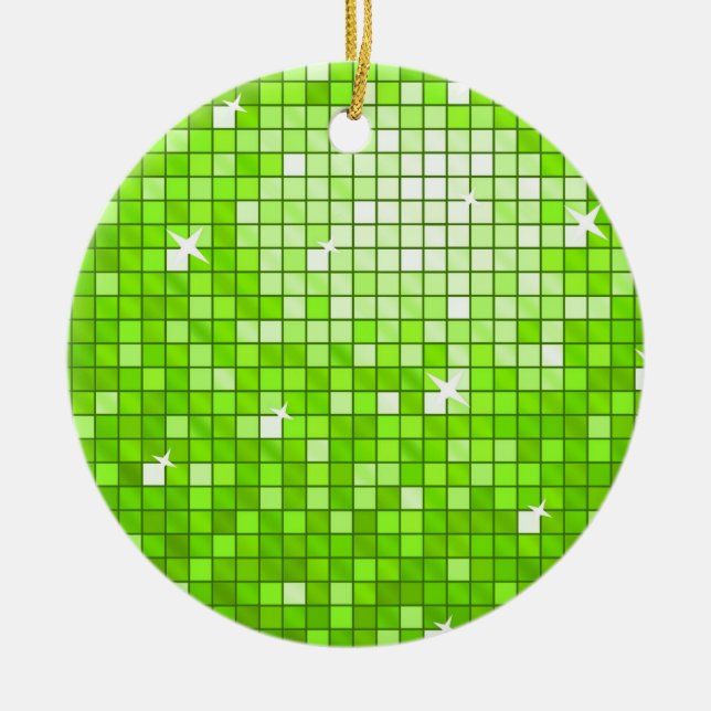 Disco Tiles Green ornament round (Front)