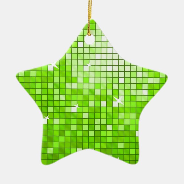 Disco Tiles Green ornament star (Front)
