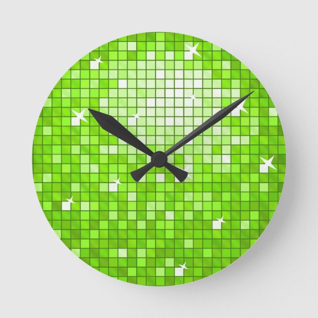 Disco Tiles Green print wall clock (Front)