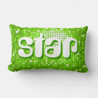 Disco Tiles Green 'star' pillow amelia text