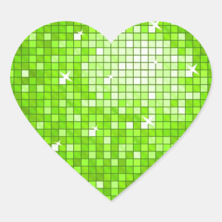 Disco Tiles Green sticker heart