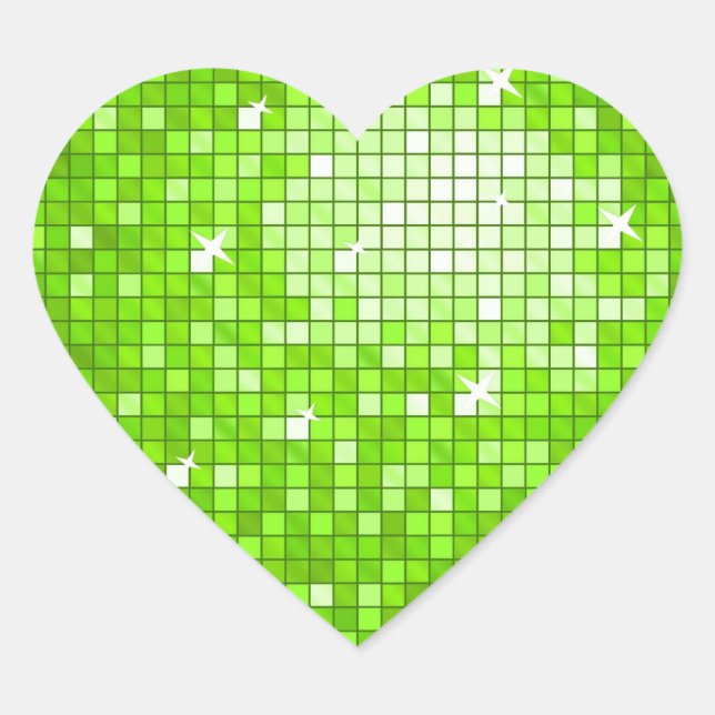 Disco Tiles Green sticker heart (Front)
