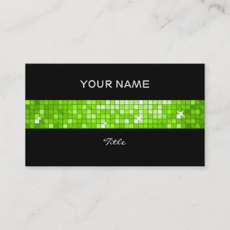 Disco Tiles Green tile stripe black back Business Card