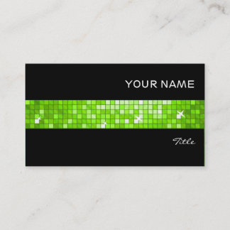 Disco Tiles Green tile stripe black Business Card