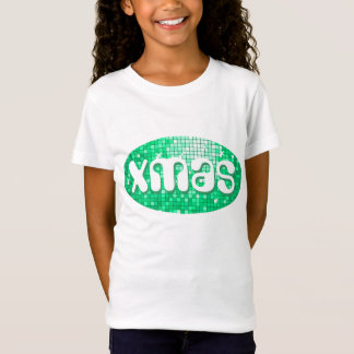 Disco Tiles Green 'xmas' girls fitted t-shirt