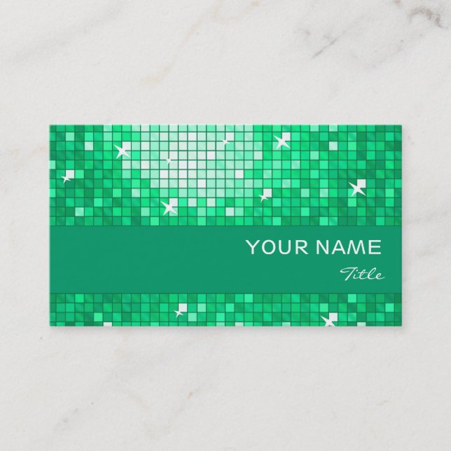 Disco Tiles Jade business card jade stripe (Front)