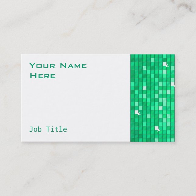 Disco Tiles Jade business card side white (Front)