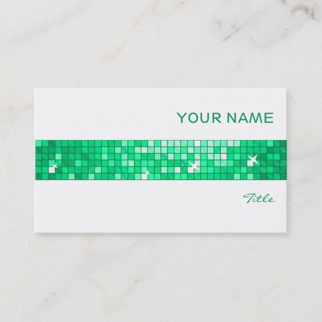 Disco Tiles Jade business card tile stripe white (Front)