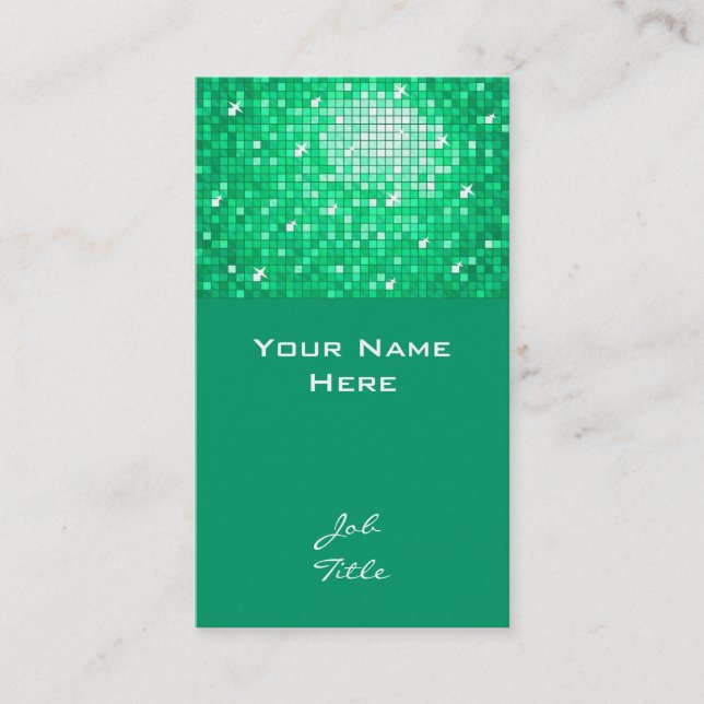 Disco Tiles Jade business card top (Front)