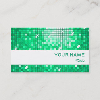 Disco Tiles Jade business card white stripe