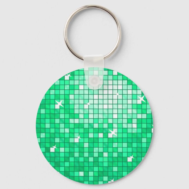 Disco Tiles "Jade" keychain round (Front)