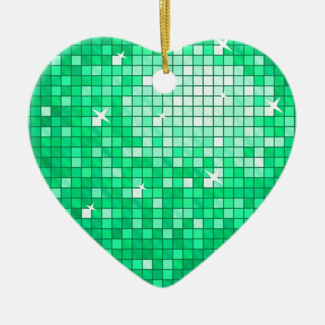 Disco Tiles "Jade" ornament heart (Front)
