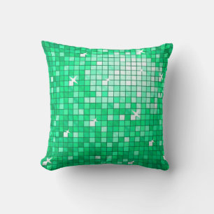 Disco Tiles Jade throw pillow square