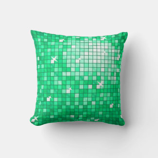 Disco Tiles Jade throw pillow square