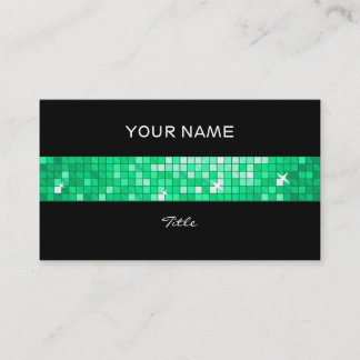 Disco Tiles Jade tile stripe black back Business Card