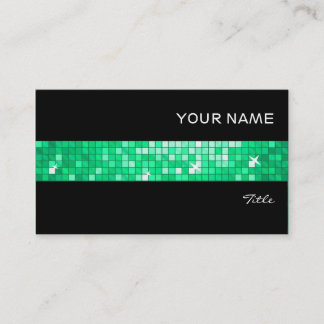 Disco Tiles Jade tile stripe black Business Card