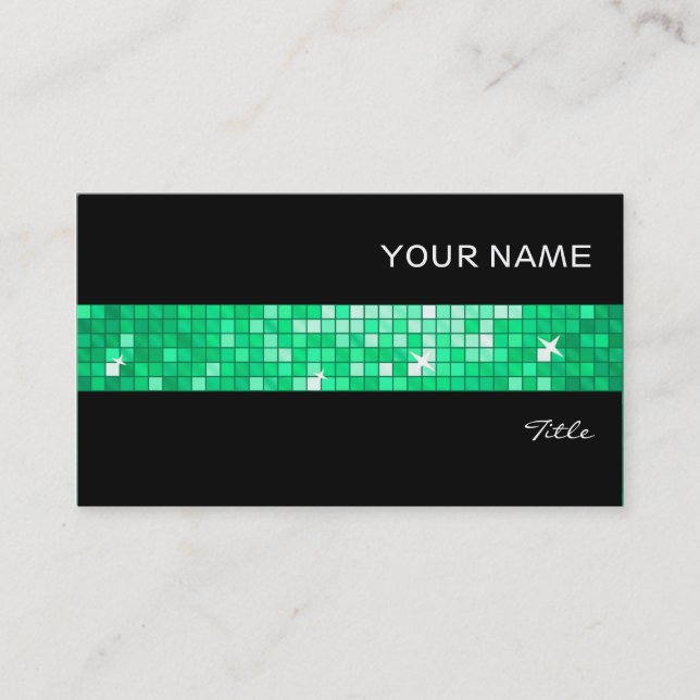 Disco Tiles Jade tile stripe black Business Card (Front)