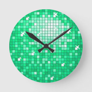 Disco Tiles Jade wall clock