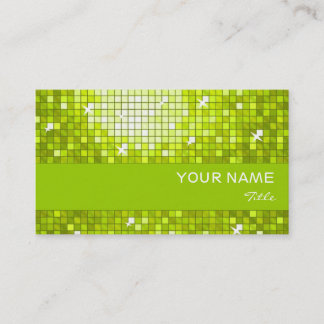 Disco Tiles Lime business card lime stripe