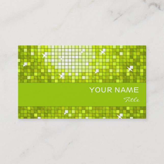 Disco Tiles Lime  business card lime stripe (Front)